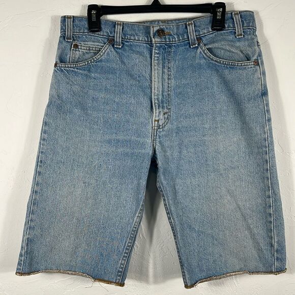 🔥🔥 Levi’s 505 Men’s Vintage Orange Tab Denim Jean Shorts Jorts USA Sz 34 - EUC - Picture 1 of 8
